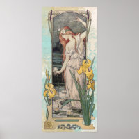 * Vintage Victorian AR23 Woman Flowers Art nouveau