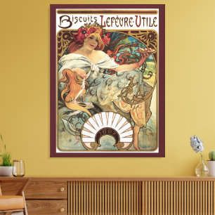 Vintage Victorian Art nouveau av Alphonse Mucha Canvastryck