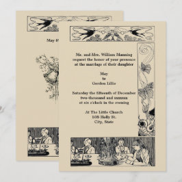 Vintage Victorian Art nouveau bröllopsinbjudan Inbjudningar
