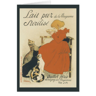 Vintage Victorian Art nouveau, flicka med Mjölk Ca Hälsningskort