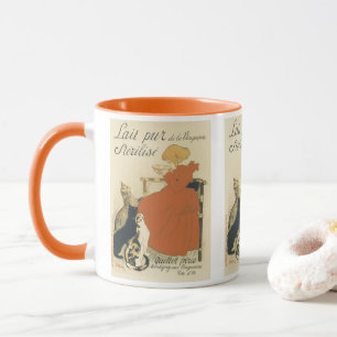 Vintage Victorian Art nouveau, flicka med Mjölk Ca Mugg