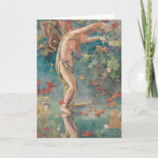 Vintage Victorian Autumn Scattering Löv Kort (Framsida)