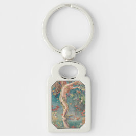 Vintage Victorian Autumn Scattering Löv Rektangulärt Silverfärgad Nyckelring