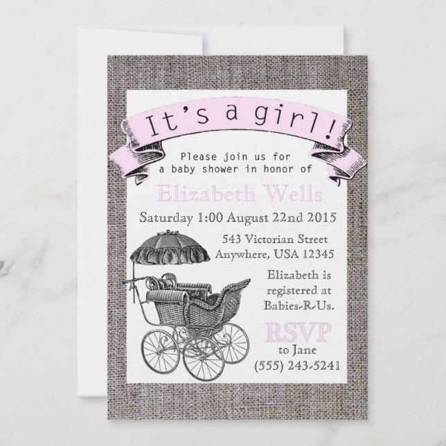 Vintage Victorian Baby Shower Inbjudan (Framsida)