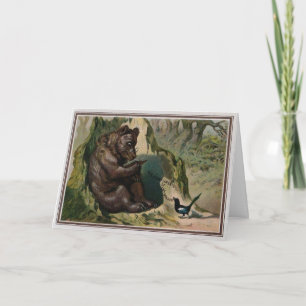 Vintage Victorian Bear Helgkort