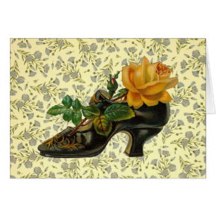 Vintage Victorian Blommigt Shoe Hälsningskort