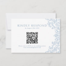 Vintage Victorian Blue Baroque Line Art QR-kod