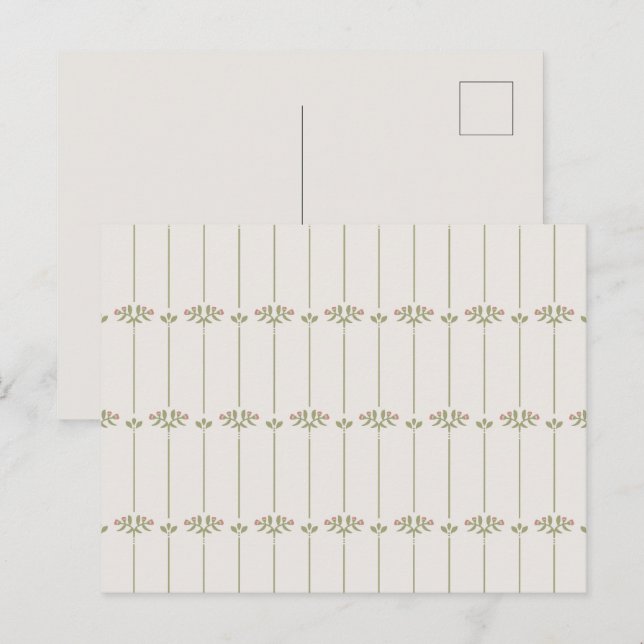 Vintage Victorian Botanical Traditional Lines Vykort (Fram/baksida)