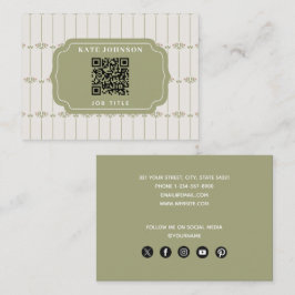Vintage Victorian Botaniska Ränder QR-kod Visitkort