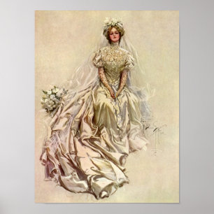 Vintage Victorian Bride, Antique Möhippa Porträtt Poster