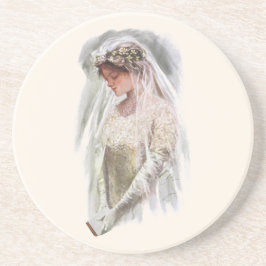 Vintage Victorian Bride med Bible Harrison Fisher Underlägg Sandsten