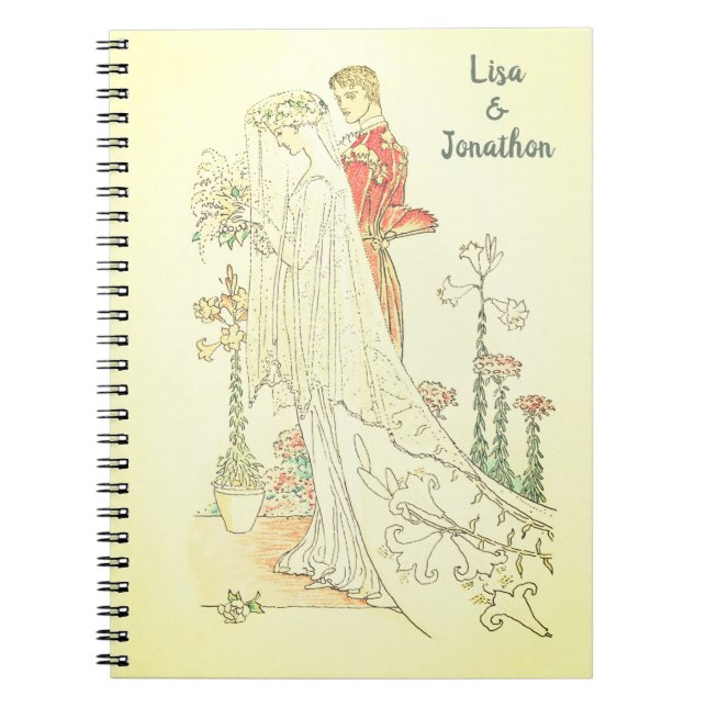 Vintage Victorian Bröllop Bride Groom Anteckningsbok (Framsidan)