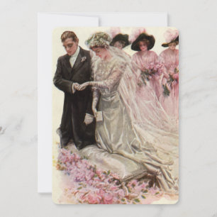 Vintage Victorian Bröllop Ceremony Bride and Groom Inbjudningar
