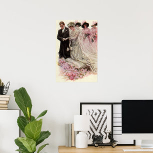 Vintage Victorian Bröllop Ceremony Bride and Groom Poster