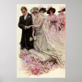 Vintage Victorian Bröllop Ceremony Bride and Groom Poster