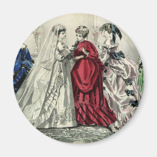 Vintage Victorian Bröllopsfest Möhippa Porträtt Magnet