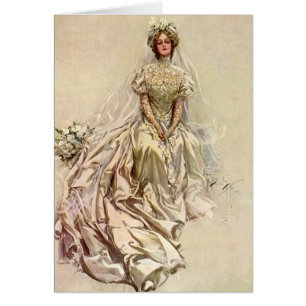 Vintage Victorian brud, antika bröllopsporträtt Hälsningskort