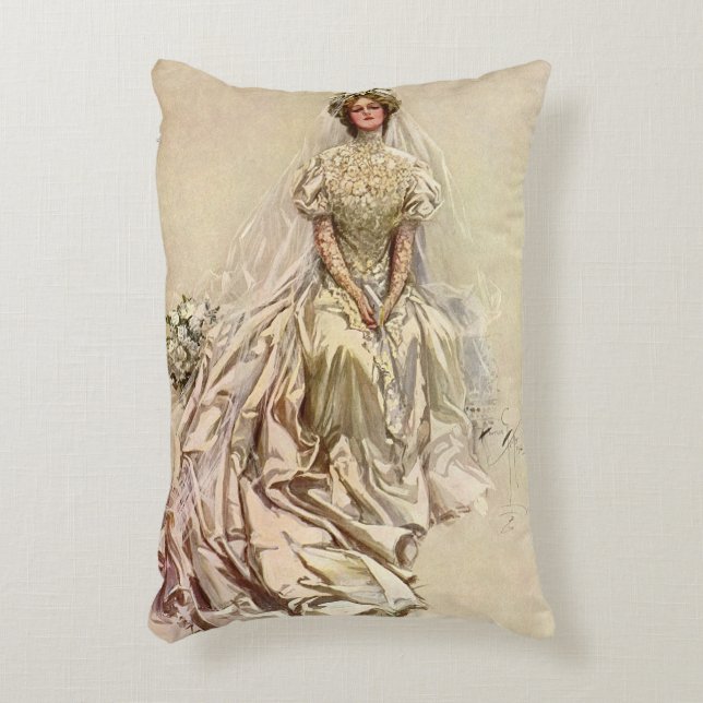 Vintage Victorian brud, antika bröllopsporträtt Prydnadskudde (Framsidan(Vertikal))