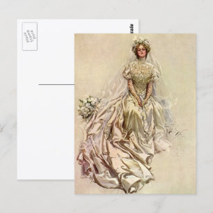 Vintage Victorian brud, antika bröllopsporträtt Vykort