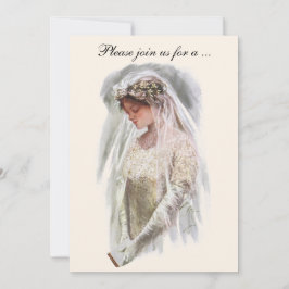 Vintage Victorian brud, bröllopsfest för bruden Inbjudningar