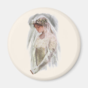 Vintage Victorian brud med Bibeln Harrison Fisher Magnet