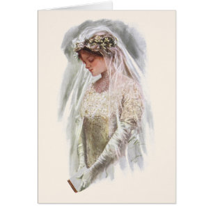 Vintage Victorian brud med Bibeln Harrison Fisher OBS Kort
