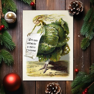 Vintage Victorian Cabbage Odd Helgdag Card Helgkort