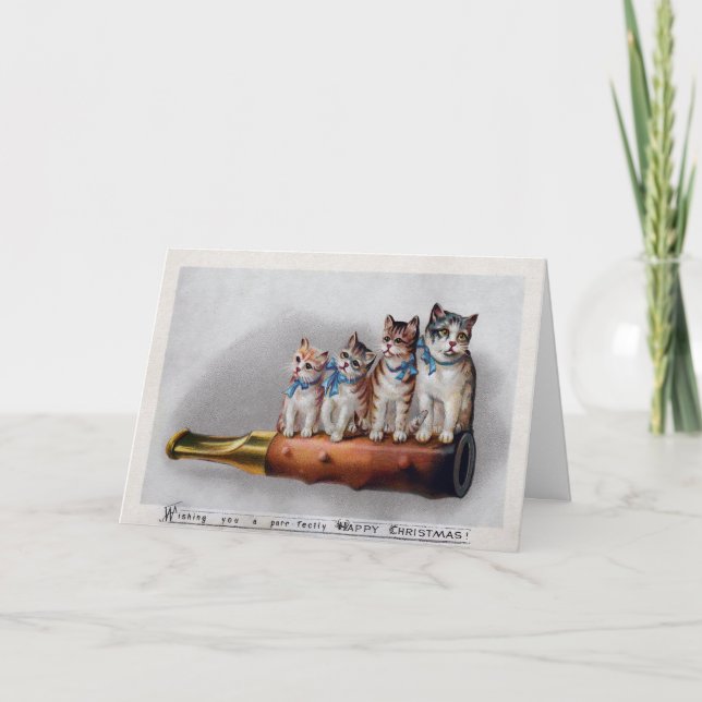 Vintage Victorian Cats-julkort Helgkort (Framsida)