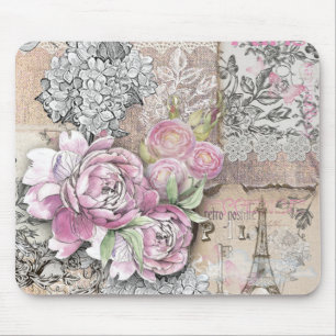Vintage victorian, collage som är lantlig, shabby musmatta