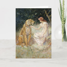 Vintage Victorian Coquette Dam och Tiger Kort