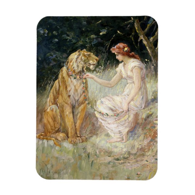 Vintage Victorian Coquette Dam och Tiger Magnet (Vertikal)