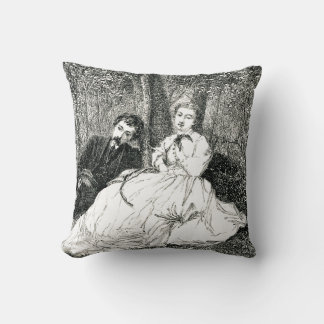 Vintage Victorian Couple Monochrome Kudde