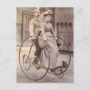 Vintage Victorian Couple på Tandem Bicycle Vykort