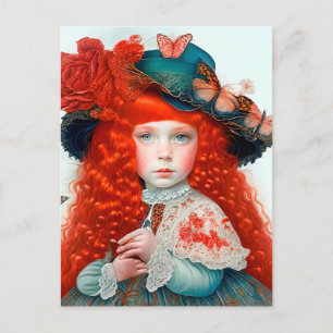 Vintage Victorian Cute Little Girl In Big Hat Vykort