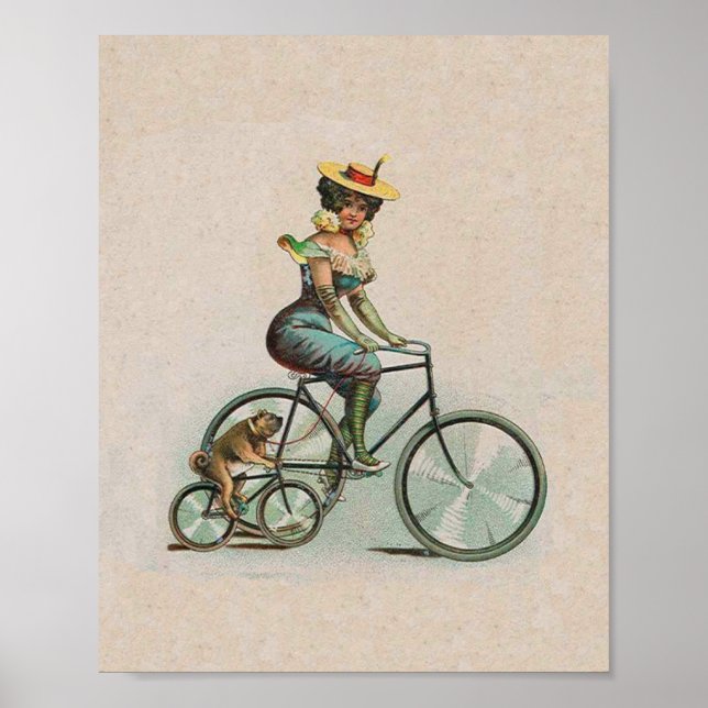 Vintage Victorian Dam Hund Bicycle Poster (Framsidan)