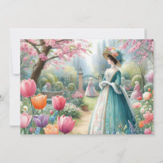Vintage Victorian dam i en parkvattenfärg Julkort