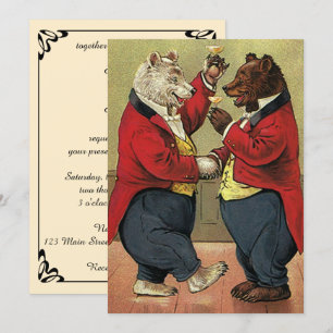 Vintage Victorian Dancing Bears Wedding bjudande Inbjudningar