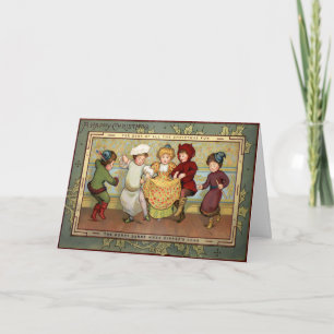 Vintage Victorian Dancing Children Helgkort