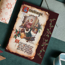 Vintage Victorian Dickens jul Sång Hälsning