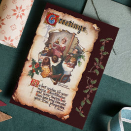 Vintage Victorian Dickens jul Sång Hälsning Helg Vykort