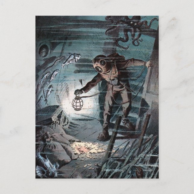 Vintage Victorian Diver Vykort (Framsida)
