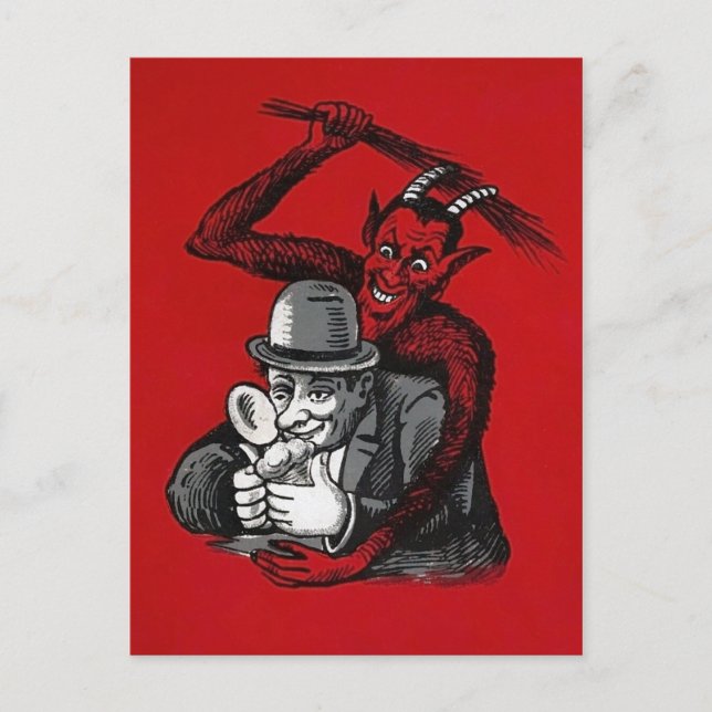 Vintage Victorian Djävulen Attack Vykort (Framsida)