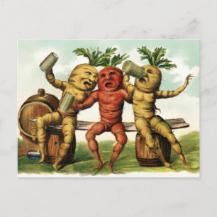 Vintage Victorian Drunk Carrots Vykort
