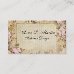 Vintage Victorian Elegant Fransk Land Visitkort
