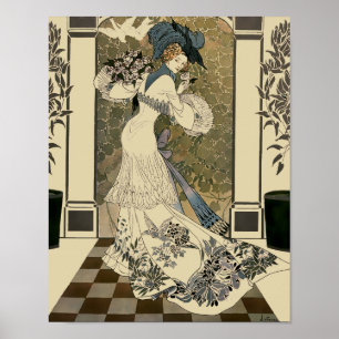 Vintage Victorian Era Art nouveau Dam Poster