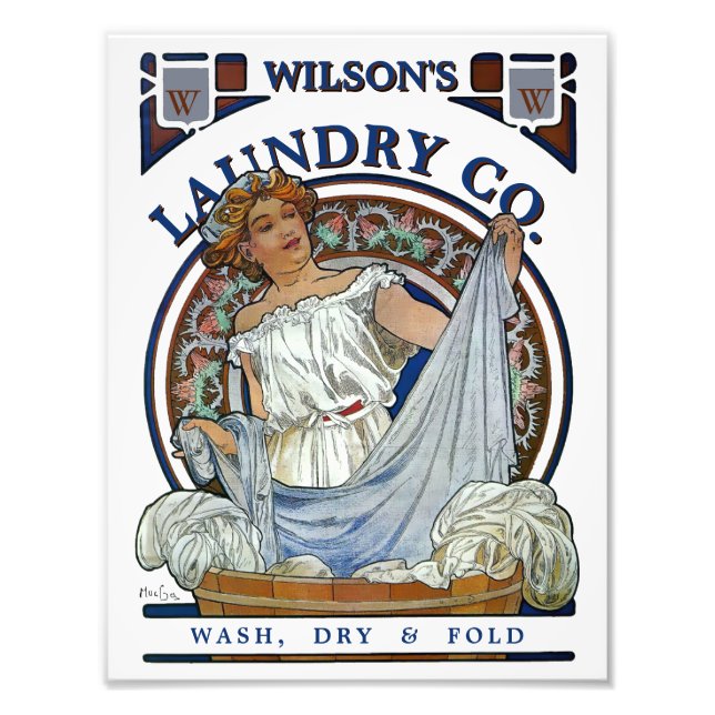 Vintage Victorian Era Art nouveau Tvätt Fototryck (Framsidan)