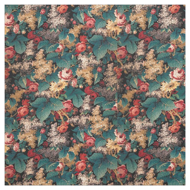 Vintage Victorian Era Blommigt Chintz Tyg (Provkarta)