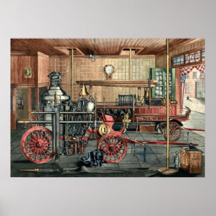 Vintage Victorian Era Fire Station Poster