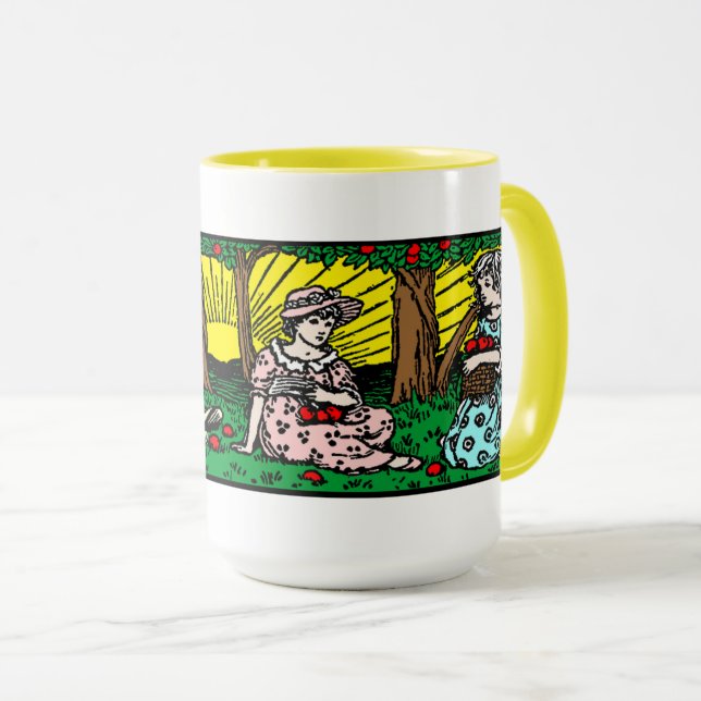Vintage Victorian Era Girls Gathering Apples Mugg (Framsida höger)