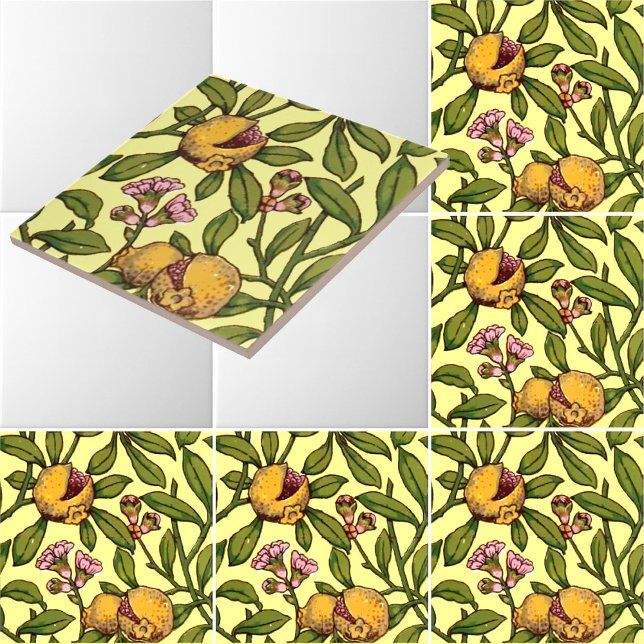 Vintage Victorian Era Granatäppelmönster Kakelplatta (Skapare uppladdad)